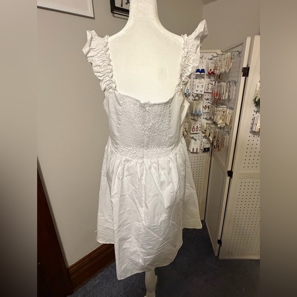 White Ruffled Cotton Dress - Picture 3 of 5